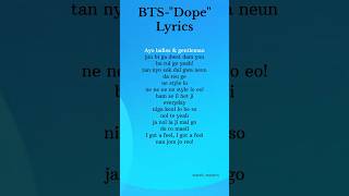 BTSquotDopequot Song Lyrics bts song shorts lyrics [upl. by Llenrub]