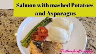 Easy Salmon Dinner idea  Salmon and Mashed Potatoes recipe with vegetables  Asparagus [upl. by Mahmud]