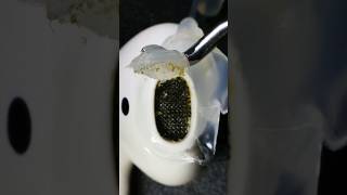 Cleaning AirPods with hot glue cap  don’t try this ⚠️ asmr satisfying waitforit cleaning [upl. by Nabroc]