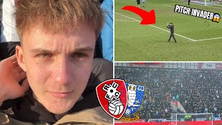 DERBY DAY limbs at Rotherham vs Sheffield Wednesday FT PITCH INVADER [upl. by Ecirtal]