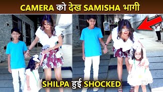 Shilpa Shetty Gets Scared As Daughter Samisha Tries To Runs Away Seeing Camera [upl. by Clarkson]