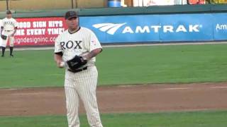 Pitcher Buster Lussier of the Brockton Rox v Quebec Capitales 63010 [upl. by Eeslehc746]