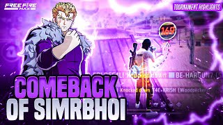 COMEBACK OF SIMRBHOI 🚀 Tournament highlights ff max [upl. by Aicinad]