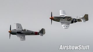 P51 Mustang and FockeWulf FW190 Formation Flyby [upl. by Sheply]