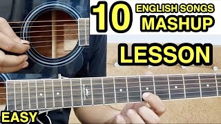 10 English Songs Guitar Lesson with TABS amp Chords by FUXiNO  Easy Guitar Songs Mashup for Beginners [upl. by Ahsa]