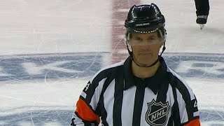 NHL referee Wes McCauley makes you wait for the video review call [upl. by Epolulot973]