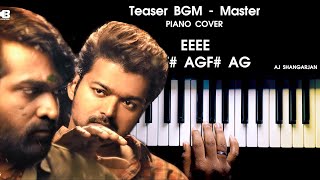 Master  Mass Teaser BGM Piano Cover with NOTES  AJ Shangarjan  AJS [upl. by Romie]