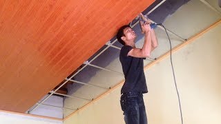 How to Install Plastic Panels On The Ceiling  Easy Installation Pvc Ceiling Panel [upl. by Pancho837]