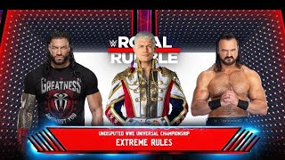 Drew McIntyre vs Roman Reigns vs Cody Rhodes  WWE Royal Rumble  WWE 2k24 Gameplay 4k [upl. by Yaj]