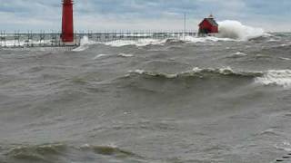 Lake Michigan Storm  Big Waves Great Lakes [upl. by Ynohtnaed]