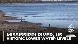 US drought historic low water levels on Mississippi river [upl. by Nashoma]