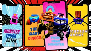 Monster truck eater vs Twins head monster vs Giant Dinoco vs Mcqueen shawl edm [upl. by Silvan]