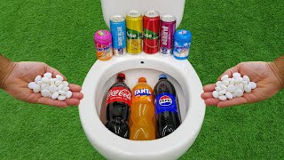 Big Coca Cola Pepsi Fanta VS Popular Sodas  Dark Blue Fuse Tea and Mentos in the toilet [upl. by Ilarrold]