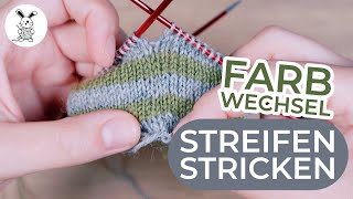 Streifen stricken  Farbwechsel ohne Löcher oder Stufen [upl. by Enaled]