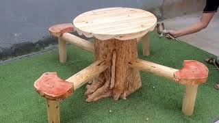 How to Make Wooden Table From Tree Roots [upl. by Sisco742]