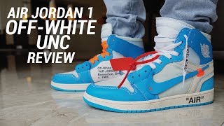 OFF WHITE AIR JORDAN 1 UNC REVIEW [upl. by Homans]