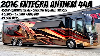 2016 Entegra Anthem 44A A Class 450HP Cummins Diesel TAG AXLE Pusher  Porters RV Sales  219900 [upl. by Norret]