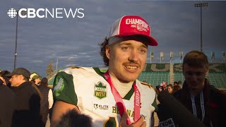 quotWe just kept fightingquot Regina Rams QB Noah Pelletier on defeating the Huskies to win 87th Hardy Cup [upl. by Dualc126]