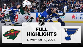 NHL Highlights  Wild vs Blues  November 19 2024 [upl. by Claudie342]