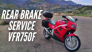 Rear Brake Full Service Honda VFR750F 1995 Motorcycle Repair [upl. by Attelrak954]