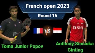 Toma Junior Popov contre Anthony Sinisuka Ginting Tour 16 RolandGarros 2023 [upl. by Boucher]