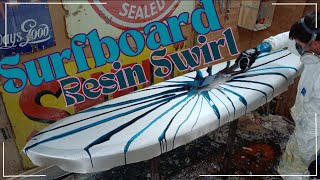 Surfboard Resin Swirl Abstract Art Lamination Glassing [upl. by Ydne]