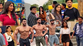 Shirtless Public Reaction in CP with Aadi Nagar 🔥 [upl. by Onimod]