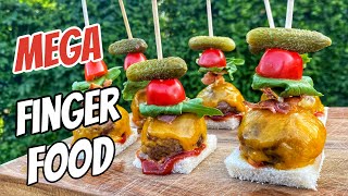 Cheeseburger Happen als Fingerfood  Mini Burger am Spieß [upl. by Ylliw]