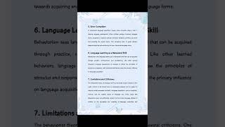 Behaviorism Theory of Language LearningEnglish Literature ytshort youtubeshorts viral shorts [upl. by Nicholl]