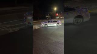 Mustang BMW Si Type R pulls leaving gas station with Christmas lights japaneseautomaker honda [upl. by Sikorski]