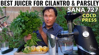 Best Cold Press Juicer to Juice Cilantro Parsley Herbs amp Greens [upl. by Eneryt]