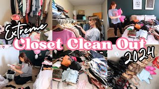 EXTREME CLOSET CLEAN OUT  DECLUTTERING AND ORGANIZING  CLEANING MOTIVATION 2024 [upl. by Yknarf]