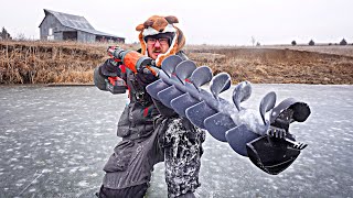 Drilling 100 Holes For FARM POND SLAB CRAPPIES First Ice Fishing [upl. by Snilloc281]