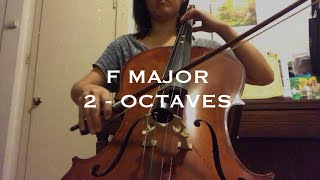 F Major Scale 2 Octaves on the Cello [upl. by Aenal273]