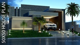 2500 SQFT 50X50 House plan with 3d elevation by nikshail [upl. by Millard]