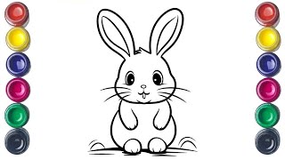 Cute Rabbit Drawing 🐰🐇📍  Easy Bunny Drawing Coloring and Painting for Kids amp Toddlers  Easy Draw [upl. by Louis]