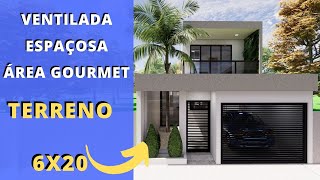 ✅PROJETO DE SOBRADO COM 3 QUARTOS PARA TERRENO 6X20 [upl. by Neesay]