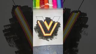 “V” With Neon Lights 😍❤️💫shortsart neonlights [upl. by Reyem]