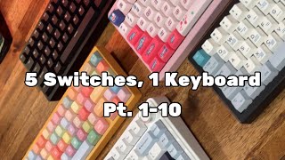 Keyboard amp Switch Typing Sounds  5 Switches 1 Keyboard Pts 110 keyboard [upl. by Anitnahs43]