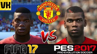 FIFA 17 VS PES 2017 VS REAL LIFE MANCHESTER UNITED PLAYER FACES COMPARISON Pogba Ibrahimovic etc [upl. by Enner101]