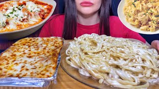 ASMR EATING CHEESY LASAGNA  CREAMY PASTA MUKBANG No Talking [upl. by Schramke]