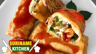 Surinaamse Loempia Lumpia Gerecht  Surinamese Spring Roll Recipe  Suriname Kitchen [upl. by Synn]