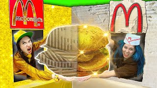 We Build a McDonalds At Home Out of Cardboard Cheap amp Expensive Food Fun Situations by Crafty Hacks [upl. by Elladine]