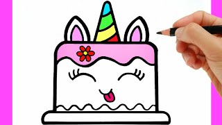 HOW TO DRAW A CUTE CAKE EASY STEP BY STEP [upl. by Notlok552]