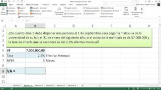 Valor predente en Excel  Ejercicio 13 [upl. by Iruahs]