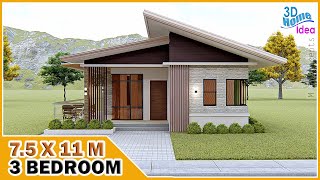 75x11m Simple House Design  3 Bedroom  Pinoy Dream House [upl. by Daas459]