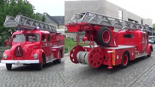 Oldtimer met zwaailichten Oude ladderwagen Magirus Deutz brandweer Overijse [upl. by Dexter]