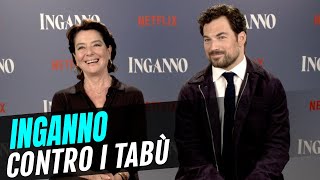 Inganno su Netflix intervista a Monica Guerritore e Giacomo Gianniotti [upl. by Alym]