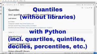 Python  Quantiles and Quartiles core [upl. by Ariajay350]