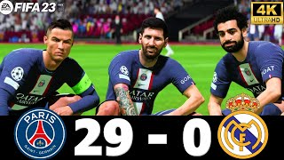 FIFA 23  MESSI RONALDO MBAPPE NEYMAR ALL STARS  PSG 29  0 REAL MADRID  UCL FINAL 4K60 [upl. by Adnirak293]